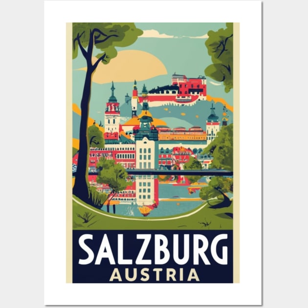 A Vintage Travel Art of Salzburg - Austria Wall Art by goodoldvintage